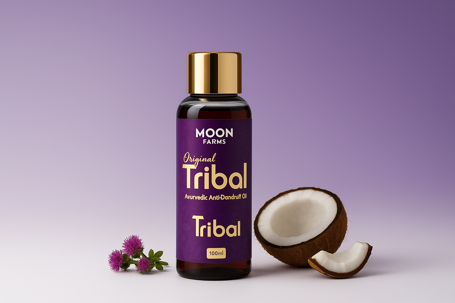 Hero Image - Purple Anti-Dandruff Oil with Real Product